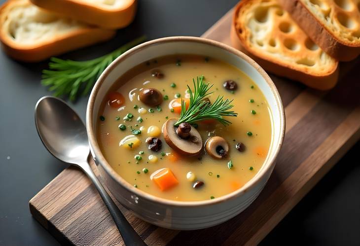 Warm and Hearty Delicious Mushroom Soup with Dill